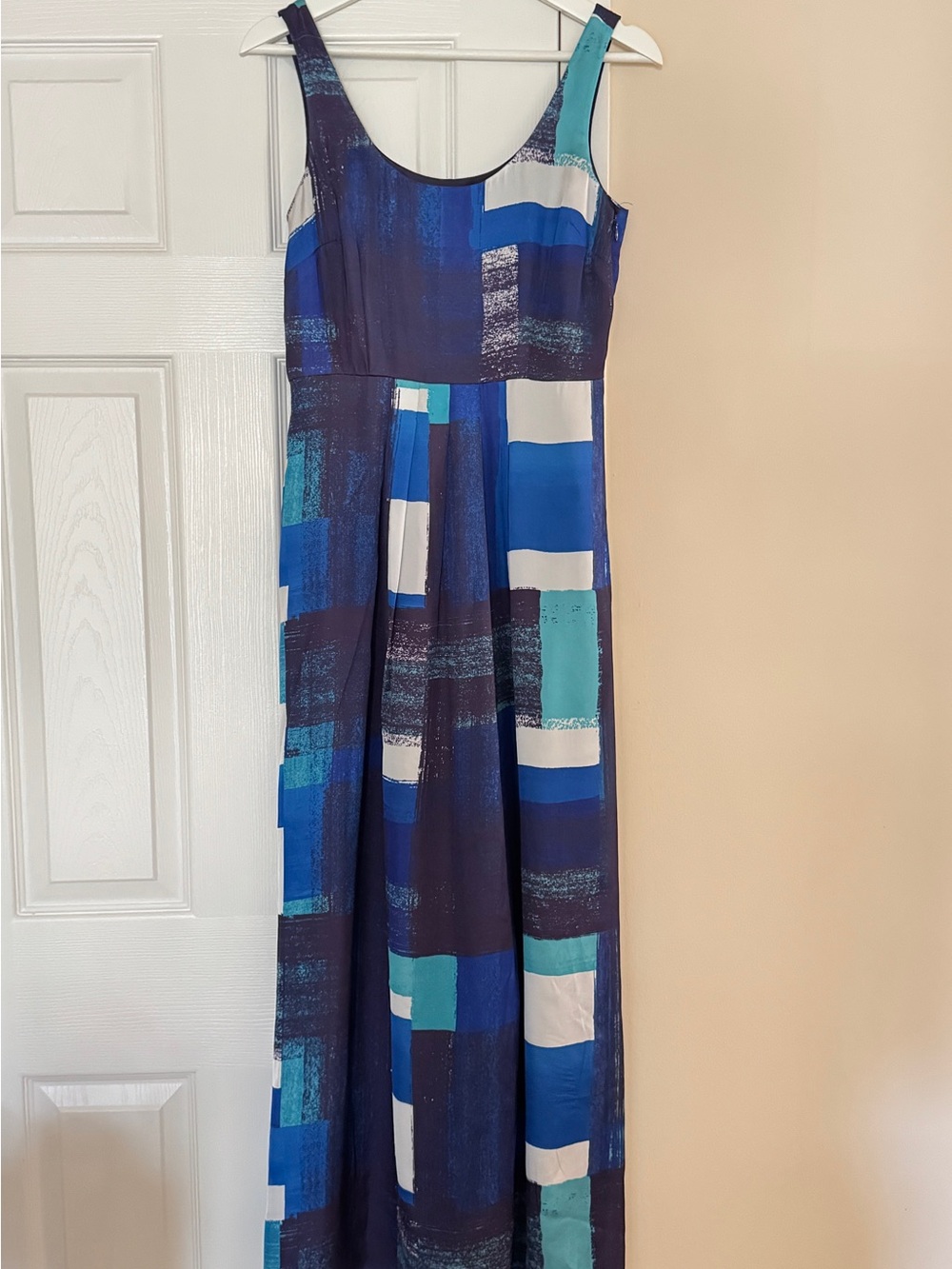 Ann Taylor Navy, Teal & White Sleeveless Maxi Dress